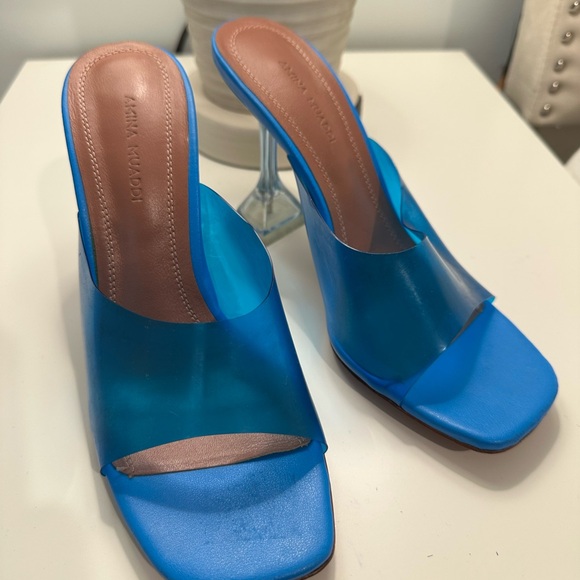 Amina Muaddi Vibrant Blue Heels - Picture 5 of 10
